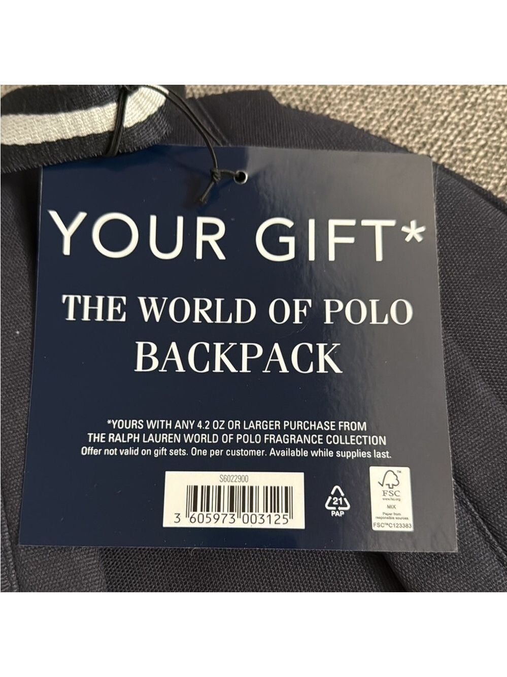 Polo Ralph Lauren Navy Canvas Backpack New - Picture 10 of 12